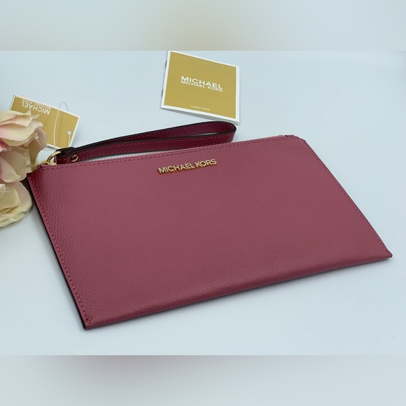 Michael Kors Jet Set Large Leather Clutch Wristlet - Picture 3 of 9